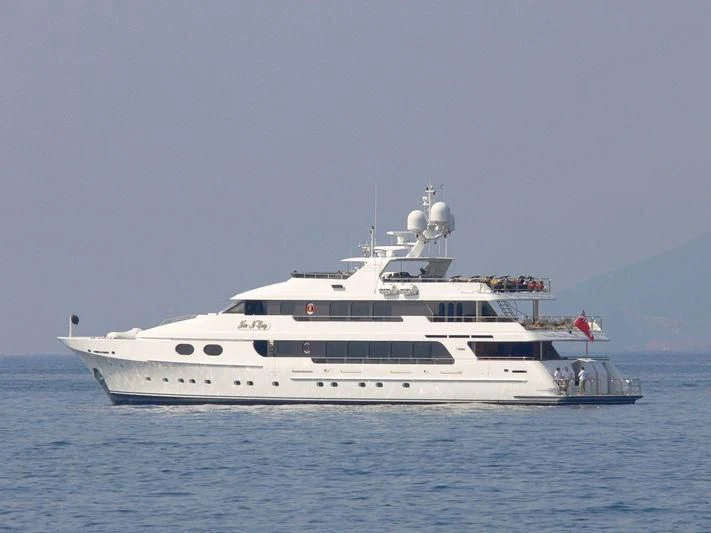 a white yacht in the water aboard AMORE Yacht for Charter