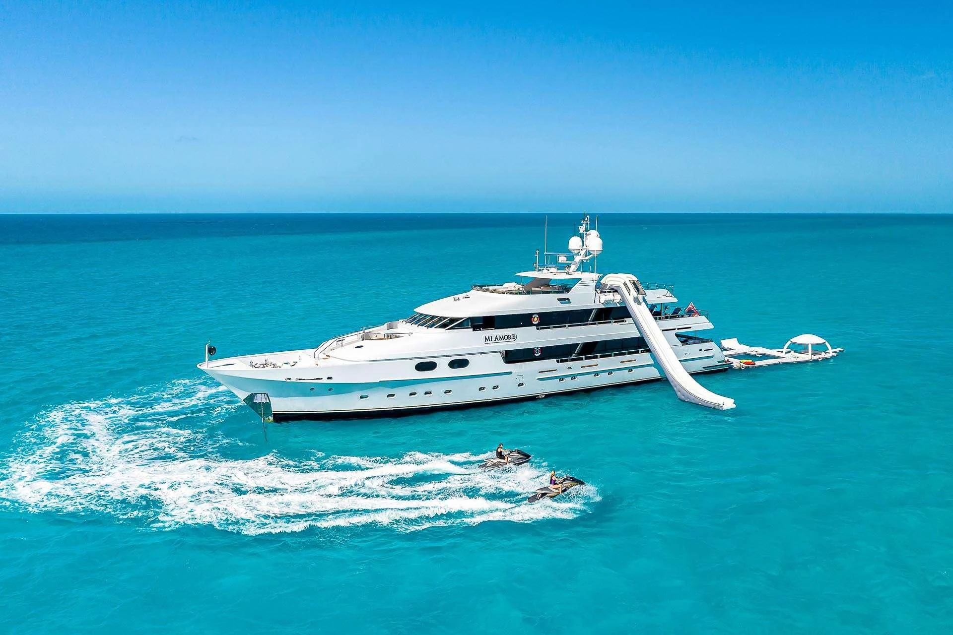 a boat in the ocean aboard AMORE Yacht for Charter