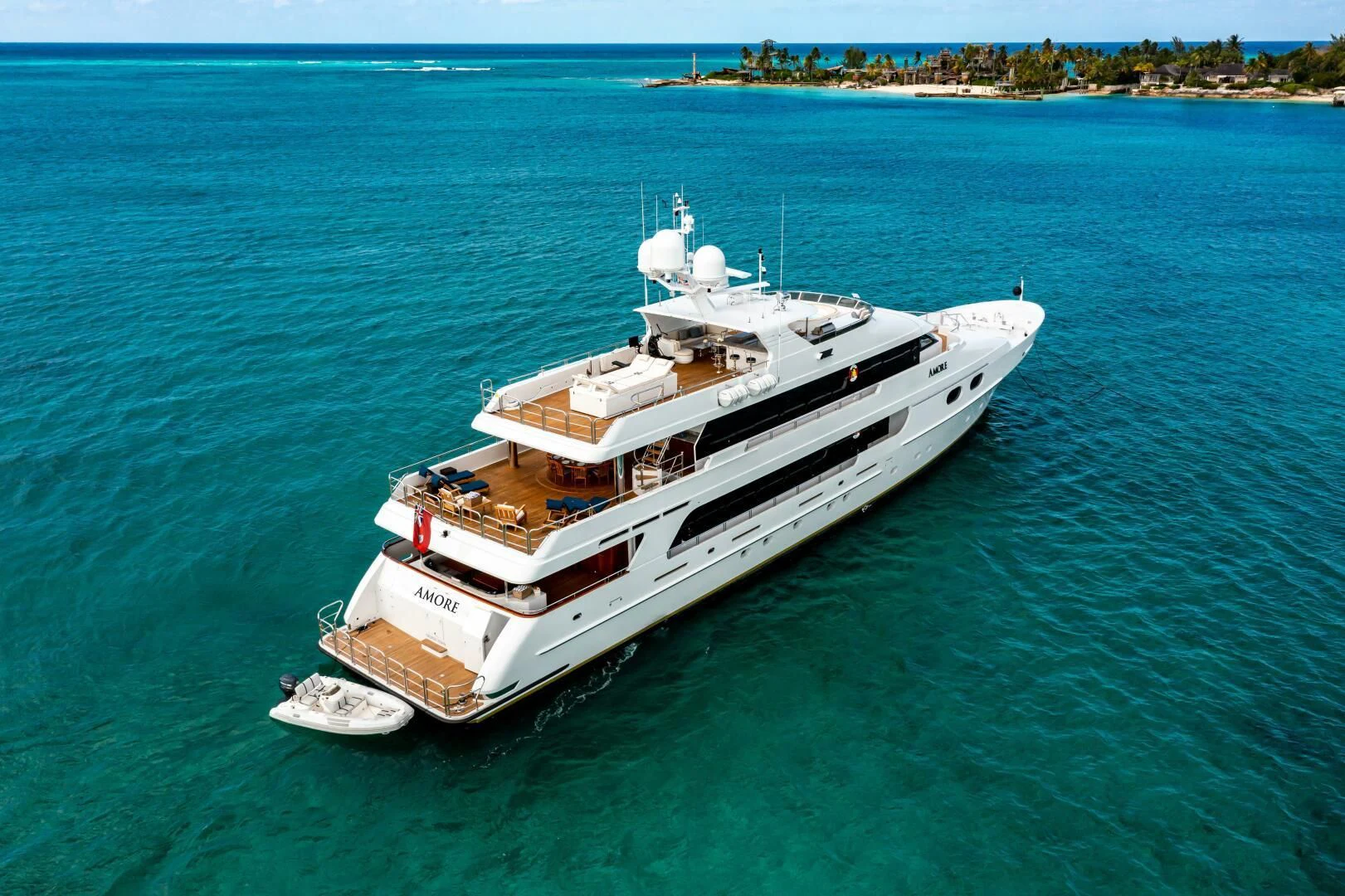 a ship in the water aboard AMORE Yacht for Charter
