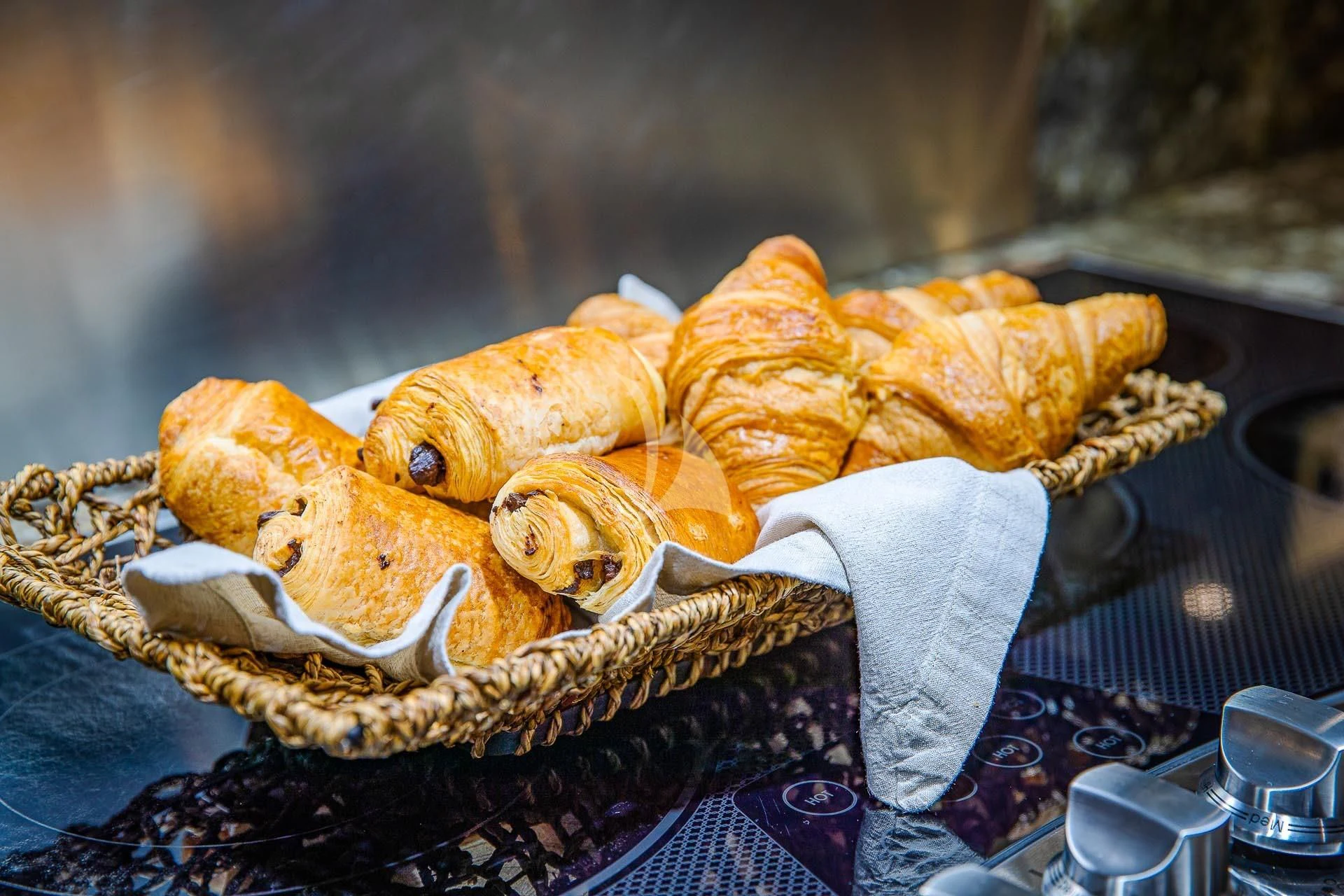 a basket of bread aboard AMORE Yacht for Charter