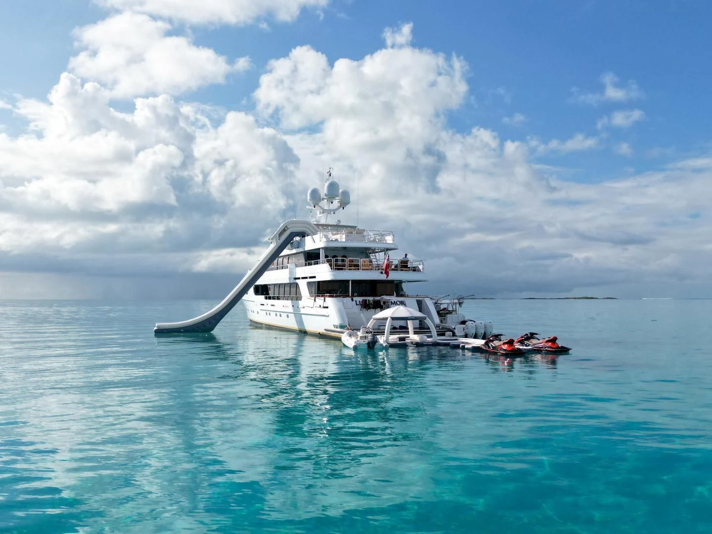 a boat in the water aboard AMORE Yacht for Charter