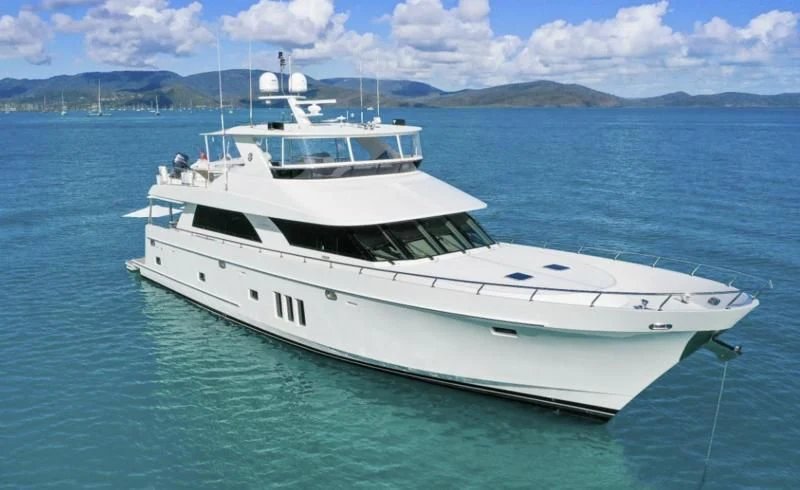 a white yacht in the water aboard CALYPSO Yacht for Sale