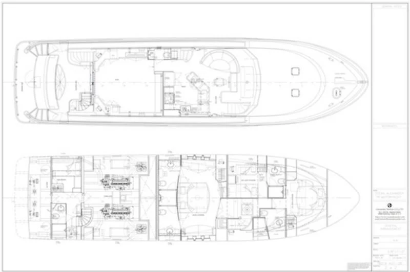 diagram, engineering drawing aboard CALYPSO Yacht for Sale