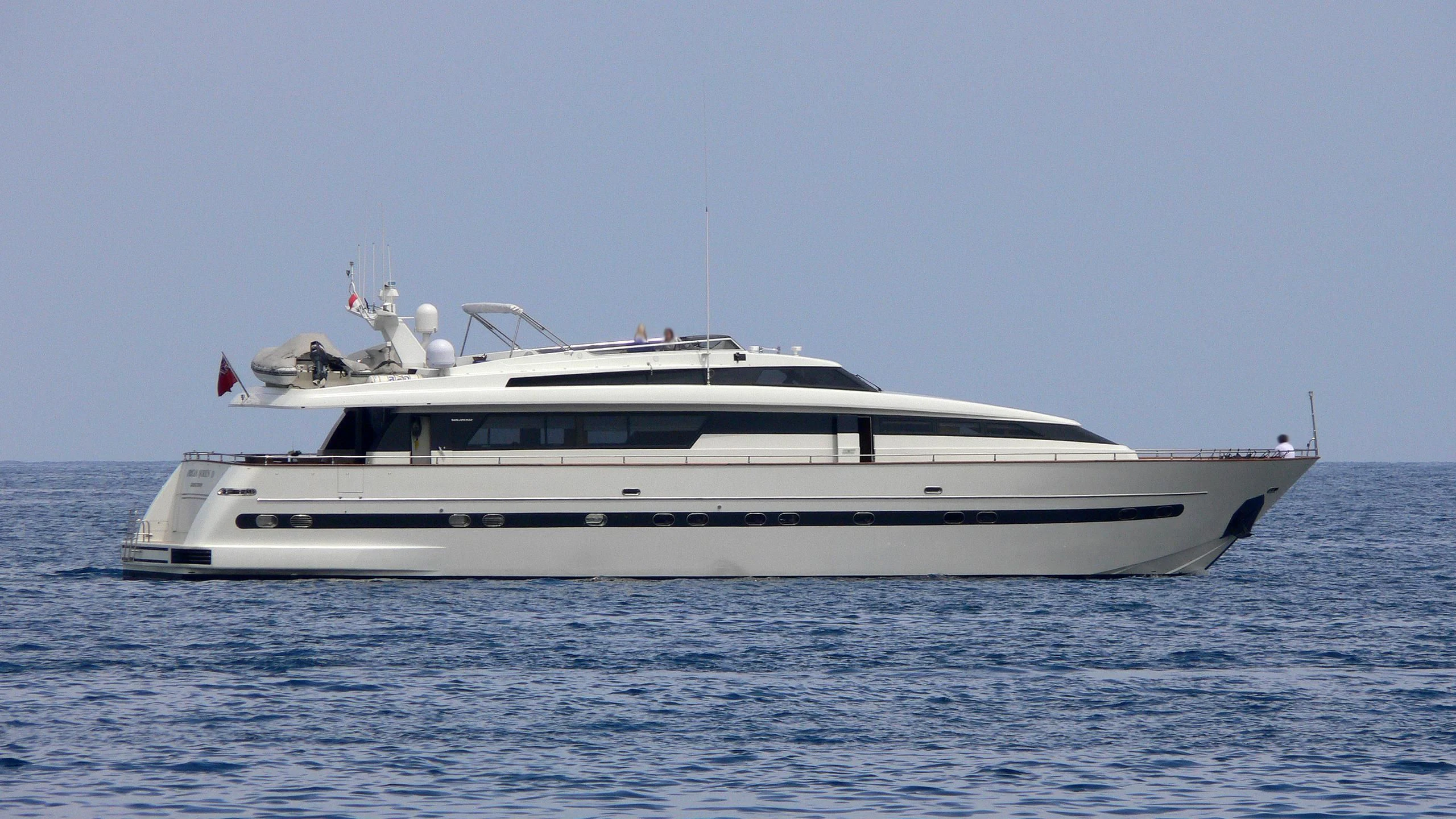 a white yacht in the water aboard D MARE Yacht for Sale