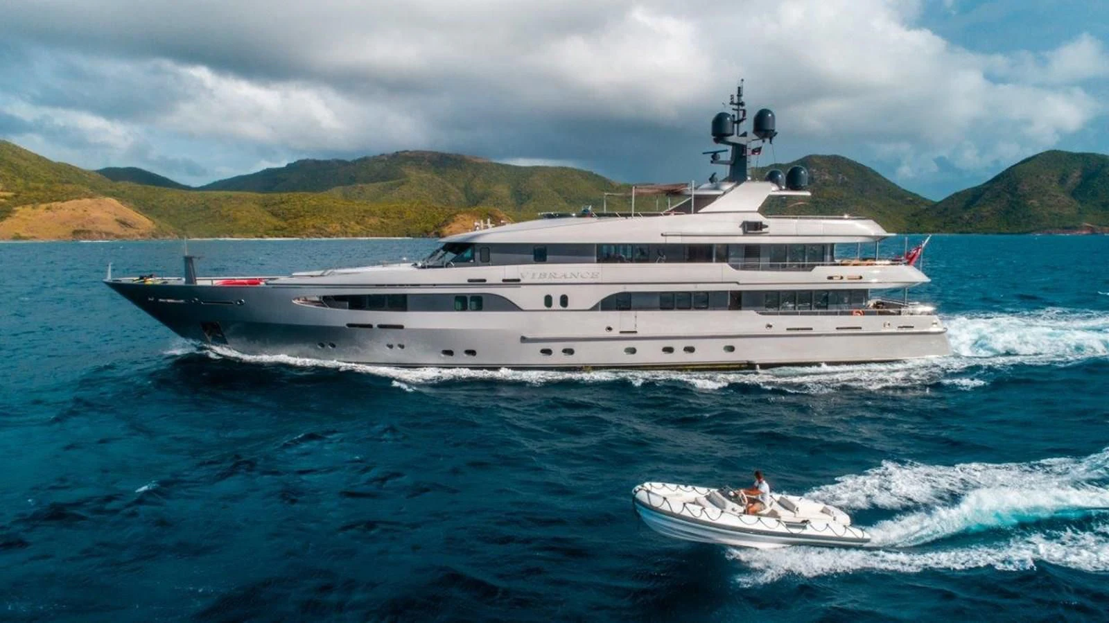 a boat on the water aboard VIBRANCE Yacht for Sale