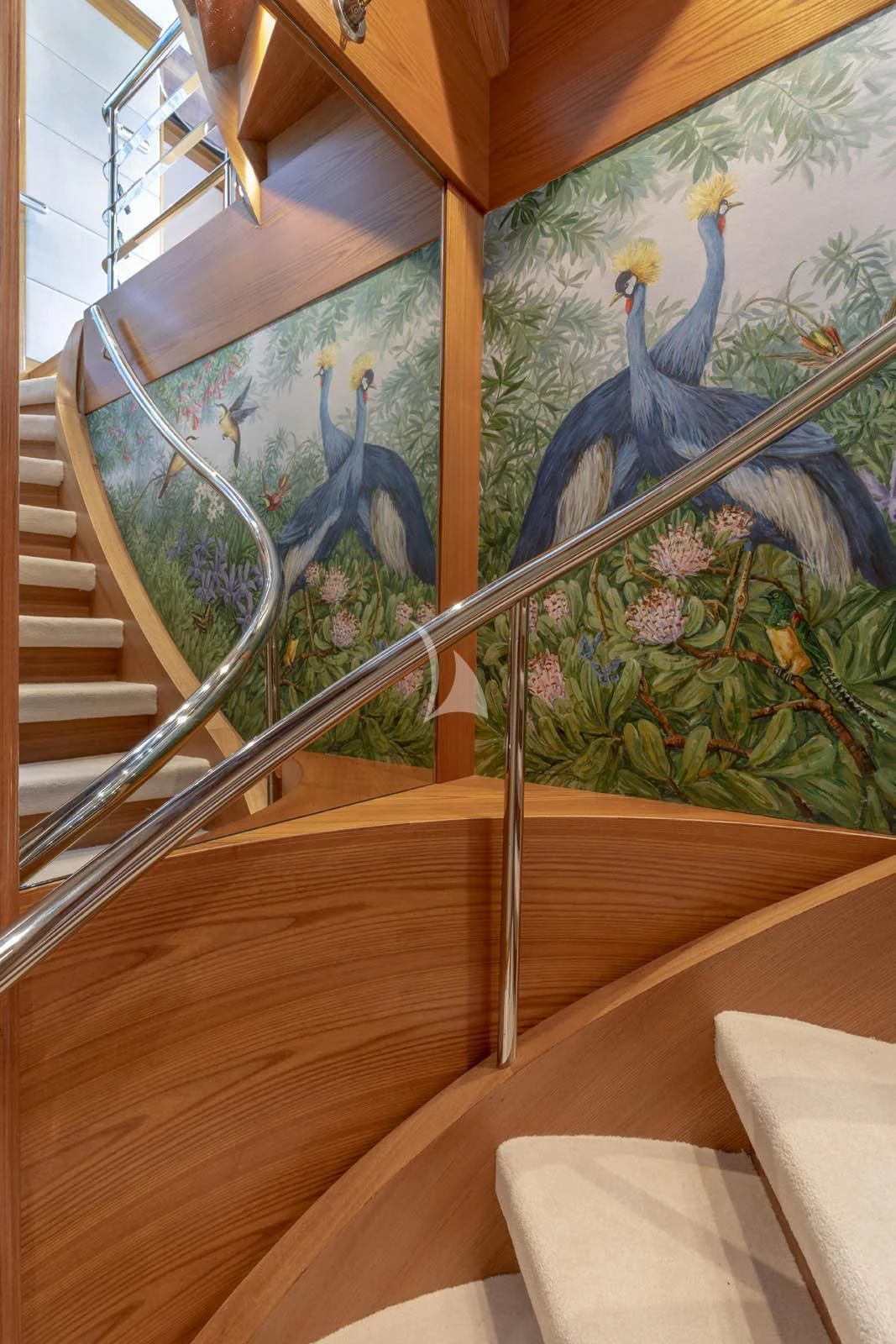 a bird on a branch aboard VIBRANCE Yacht for Sale