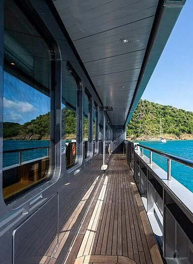 a train on the railway tracks aboard VIBRANCE Yacht for Sale
