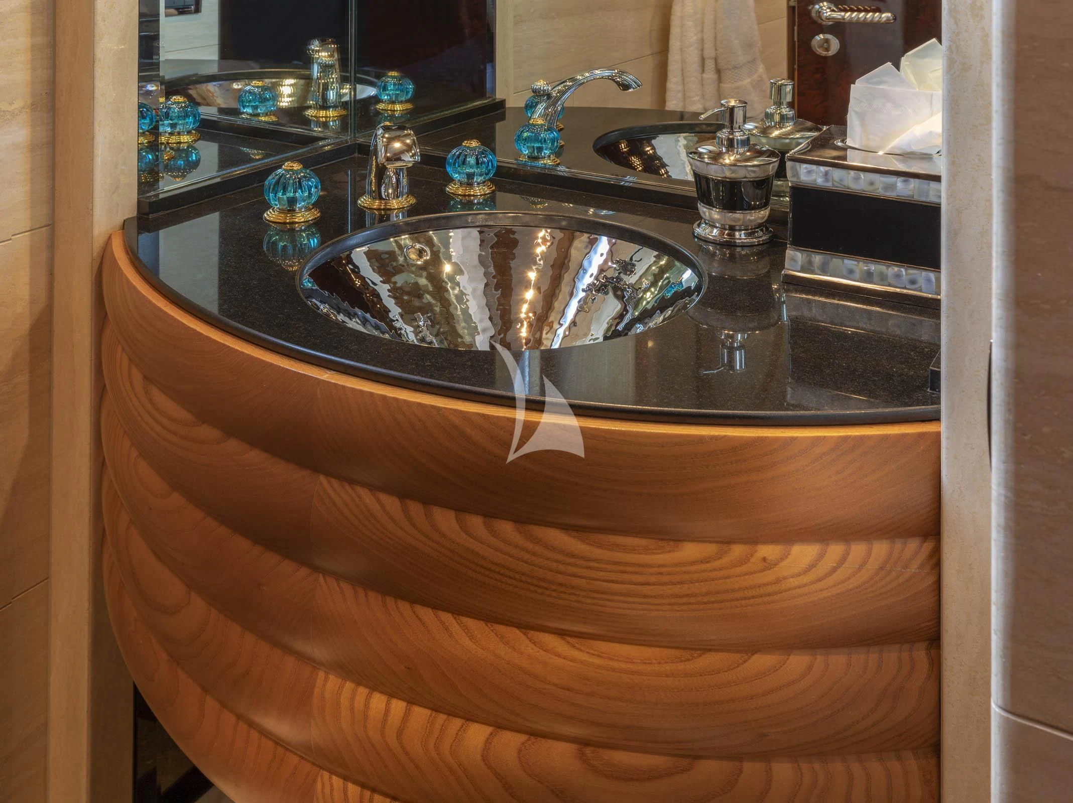 a sink with a faucet aboard VIBRANCE Yacht for Sale