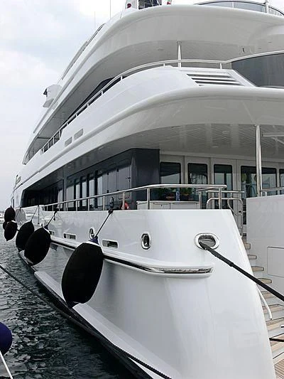 a large white boat aboard VIBRANCE Yacht for Sale