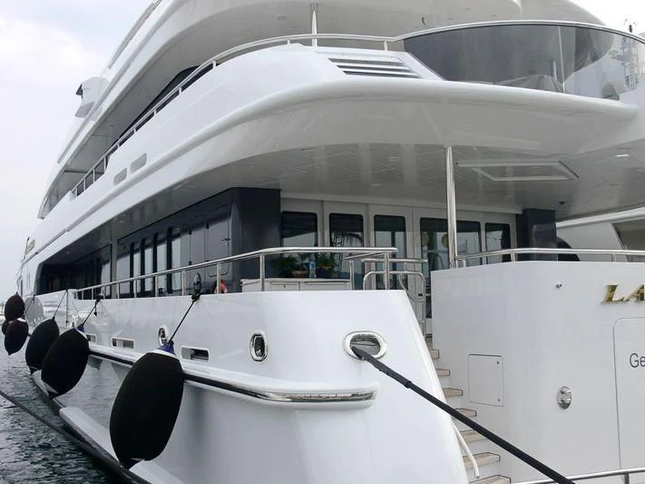 a large white boat aboard VIBRANCE Yacht for Sale