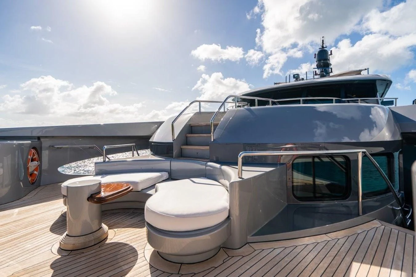a boat on a deck aboard VIBRANCE Yacht for Sale