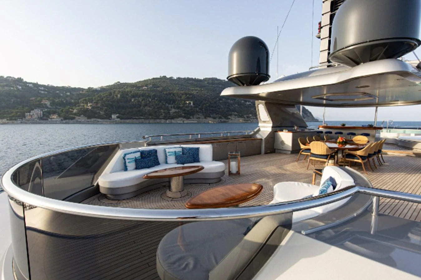 a boat on a deck aboard VIBRANCE Yacht for Sale