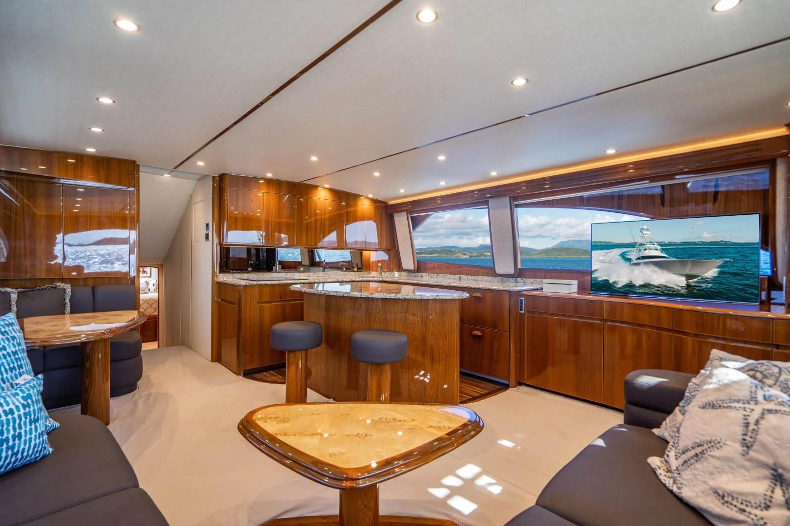 a large modern looking kitchen aboard PLAN B Yacht for Sale