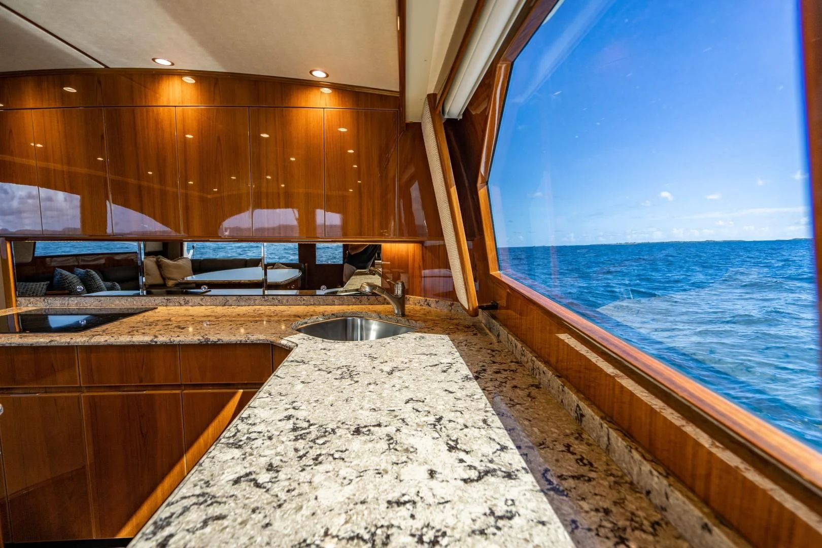 a large bathroom with a large jacuzzi tub aboard PLAN B Yacht for Sale