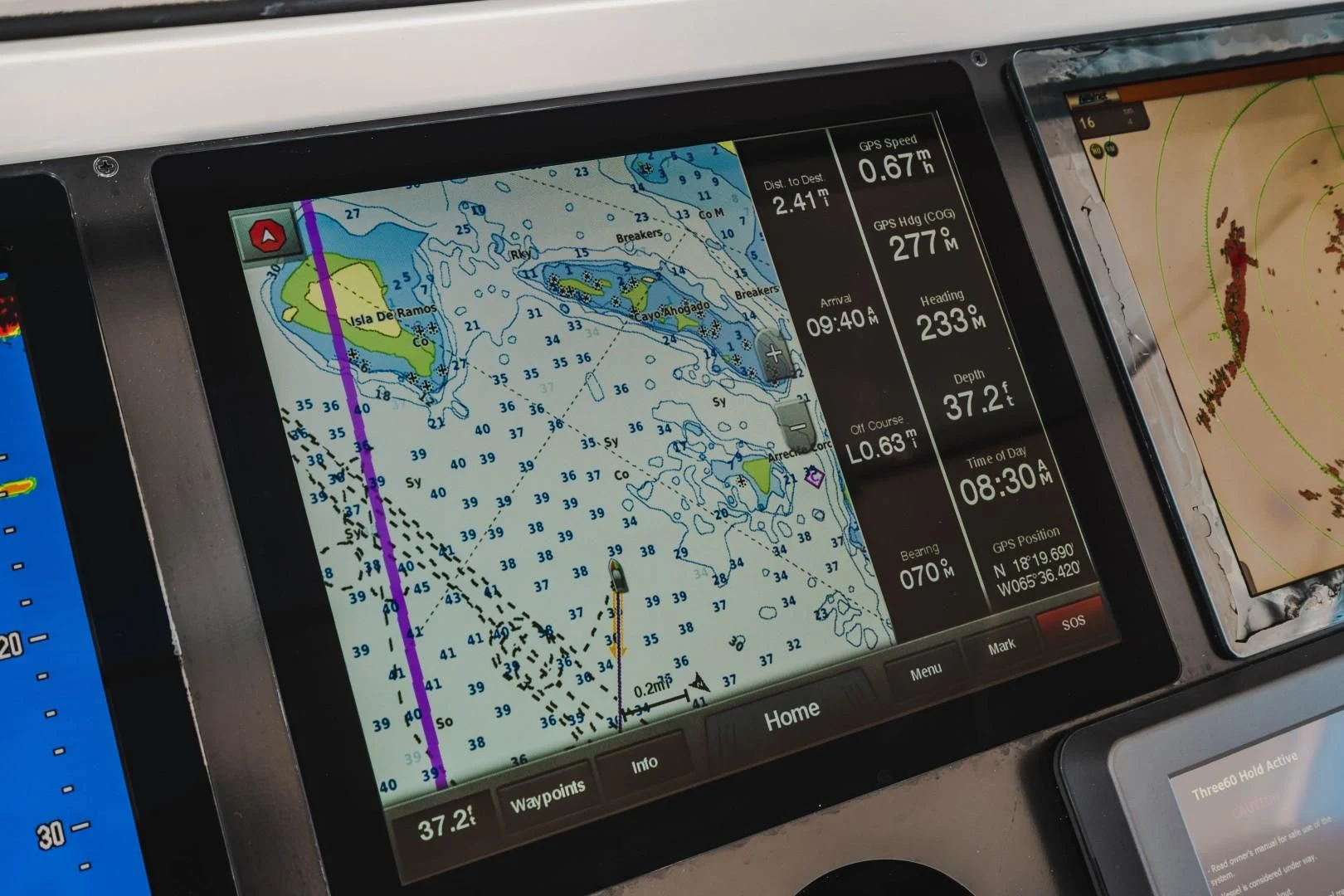 a screen with a map on it aboard PLAN B Yacht for Sale