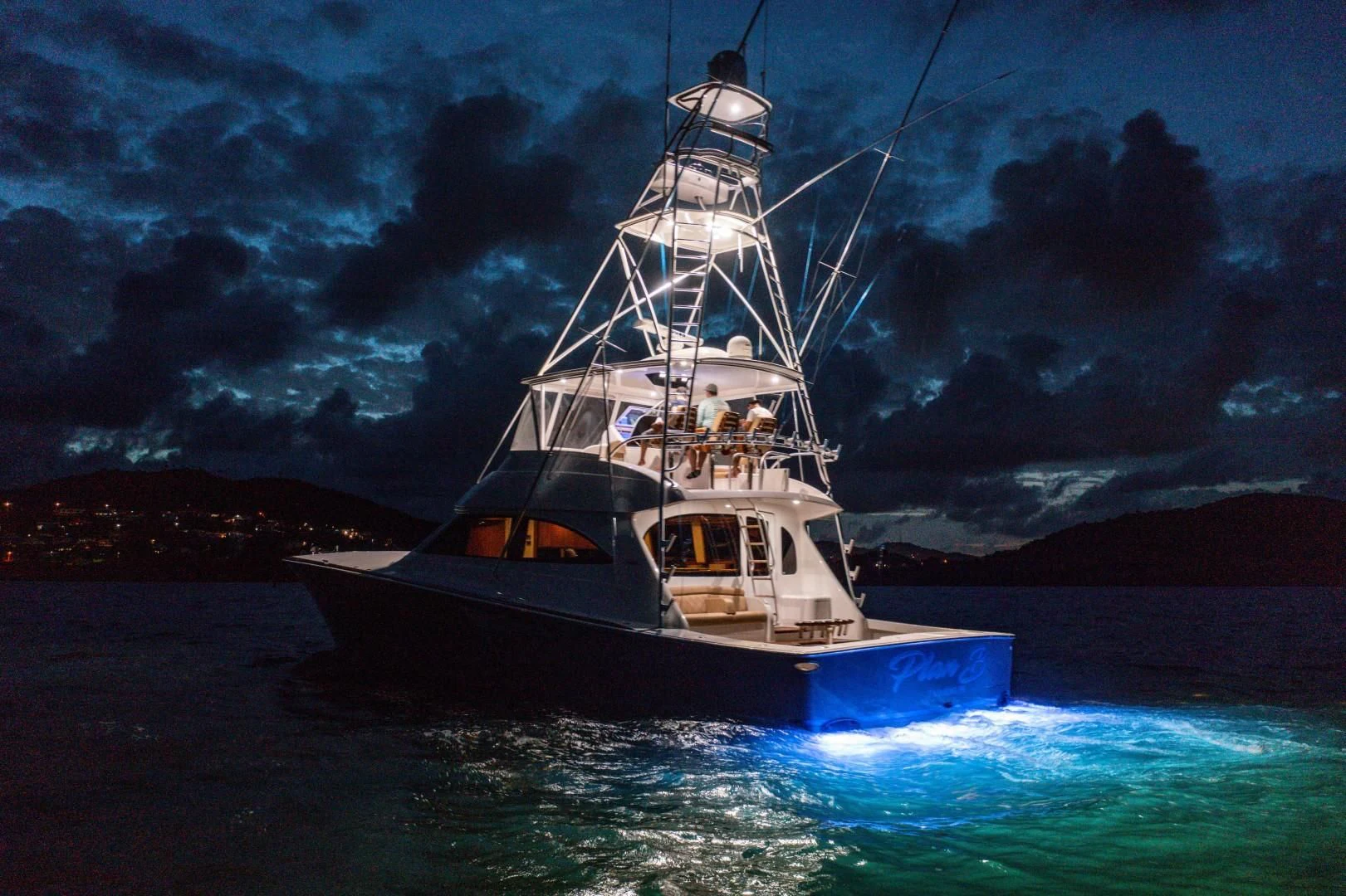 a boat in the water aboard PLAN B Yacht for Sale