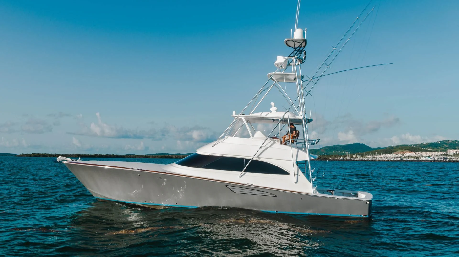 a boat on the water aboard PLAN B Yacht for Sale