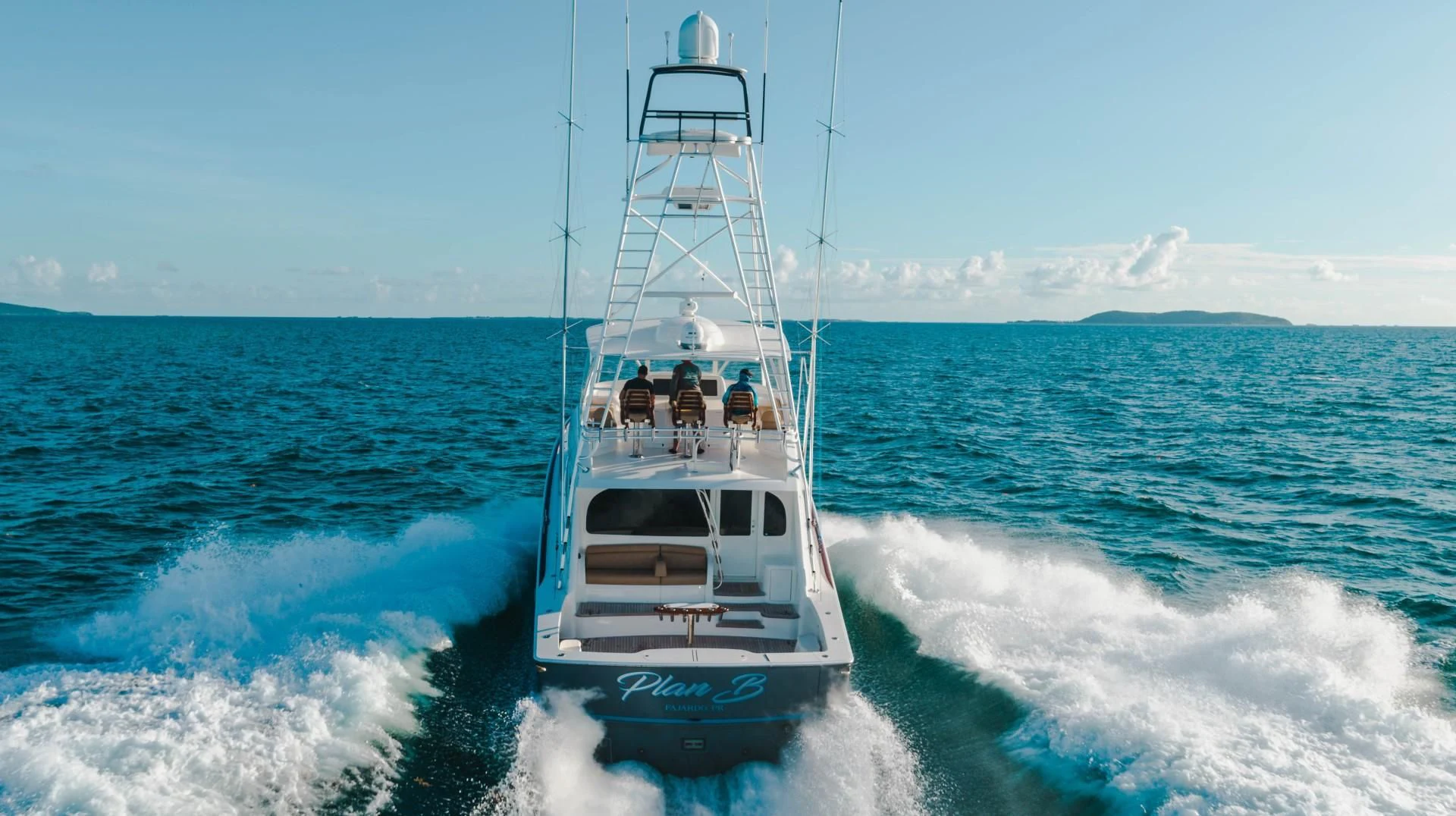 a boat on the water aboard PLAN B Yacht for Sale