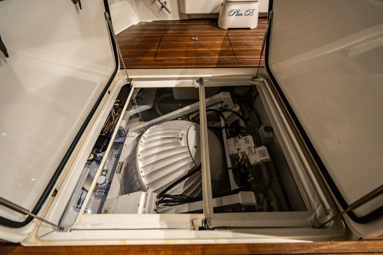a close-up of a computer aboard PLAN B Yacht for Sale