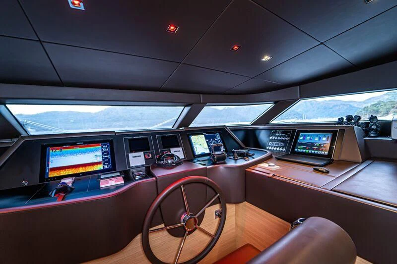 inside of a car aboard SOUTH SEA Yacht for Sale