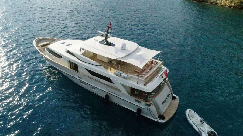 a boat on the water aboard SOUTH SEA Yacht for Sale