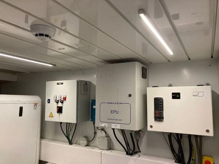 several white machines in a room aboard SOUTH SEA Yacht for Sale