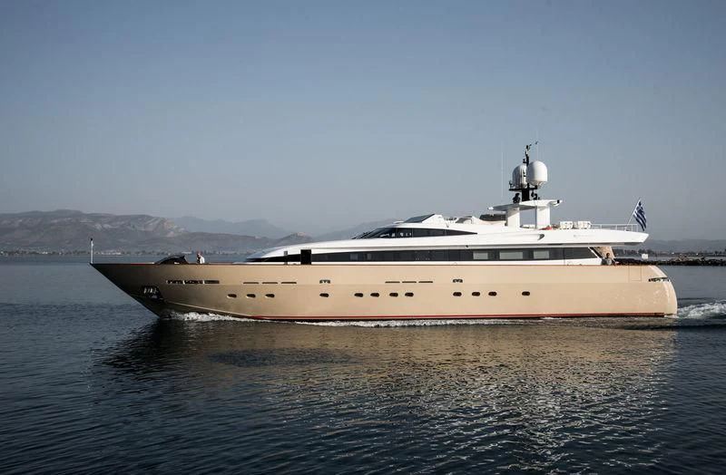 a large boat in the water aboard LOANA Yacht for Sale