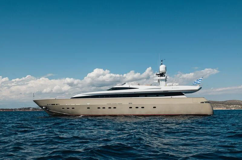 a white yacht in the water aboard LOANA Yacht for Sale