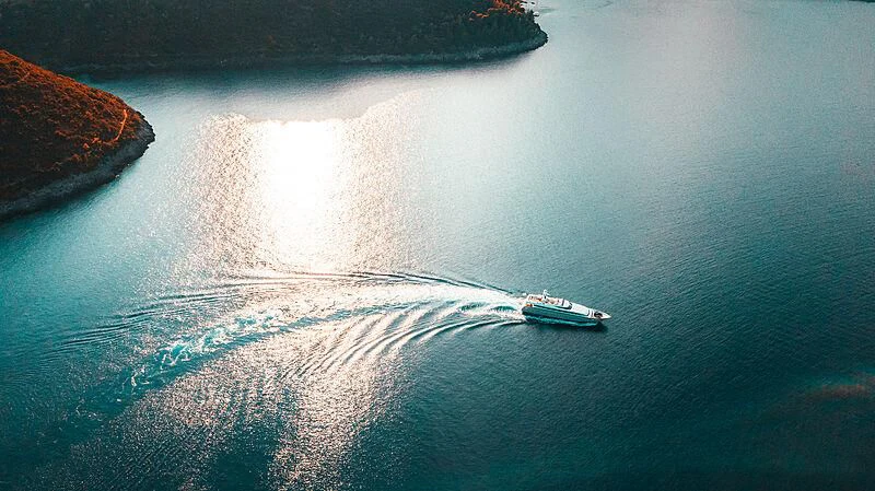 a ship in the water aboard LOANA Yacht for Sale