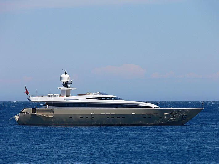 a large white yacht in the water aboard LOANA Yacht for Sale