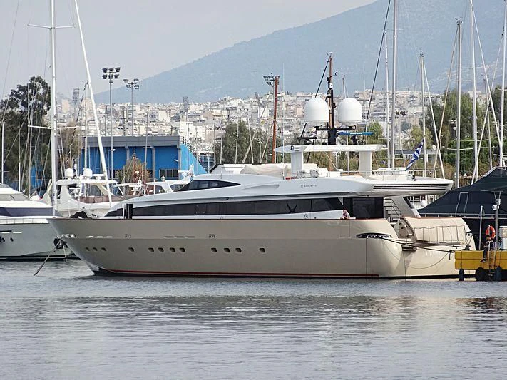 a group of boats in a harbor aboard LOANA Yacht for Sale