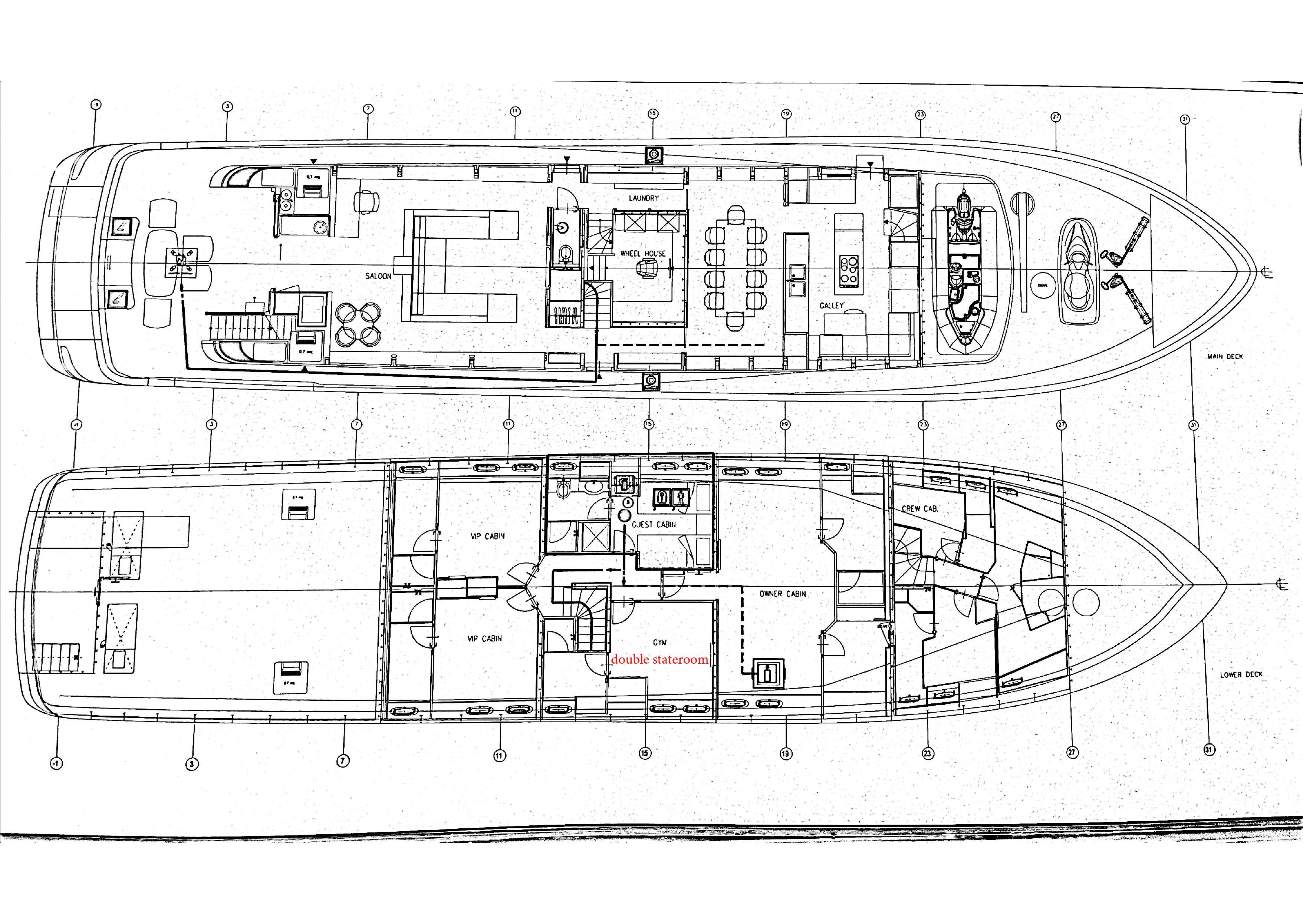 diagram, engineering drawing aboard LOANA Yacht for Sale