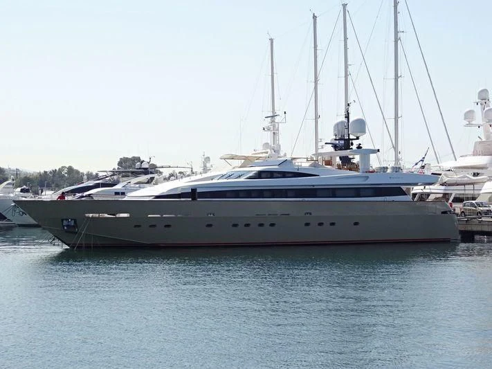 a large boat in the water aboard LOANA Yacht for Sale