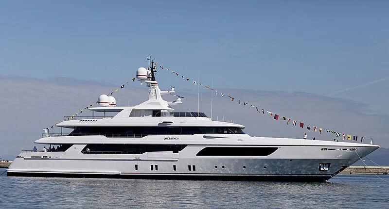 a large white boat aboard COCKTAILS Yacht for Sale