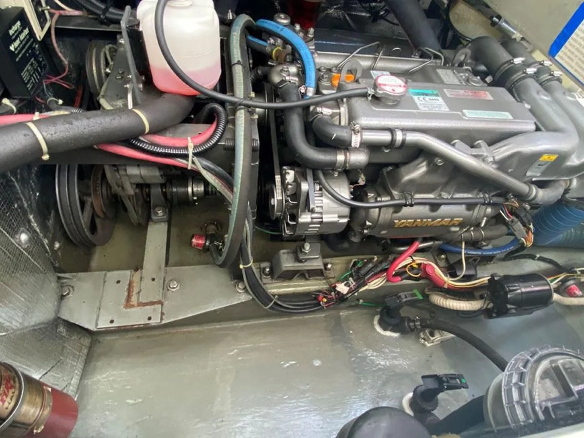 a car engine with wires aboard ROUTE 66 Yacht for Sale