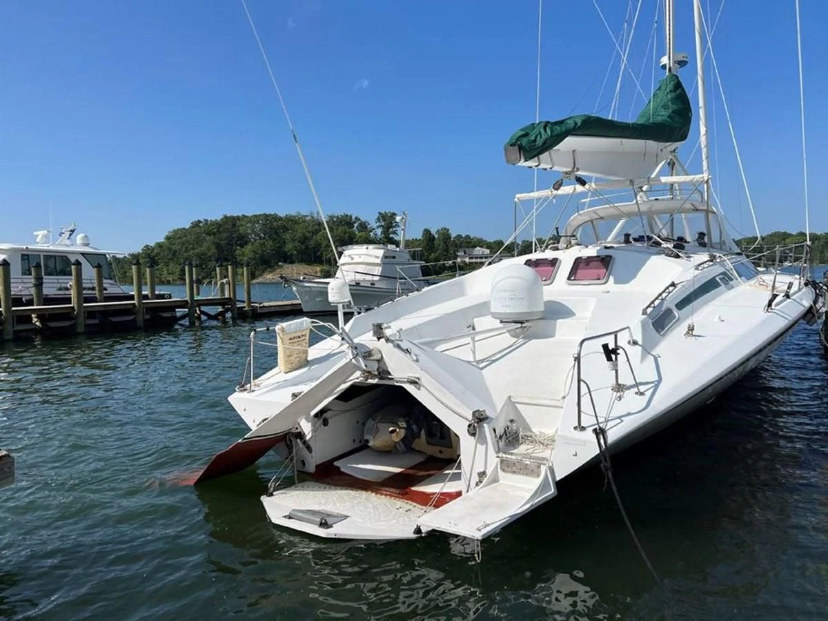 a boat docked at a pier aboard ROUTE 66 Yacht for Sale