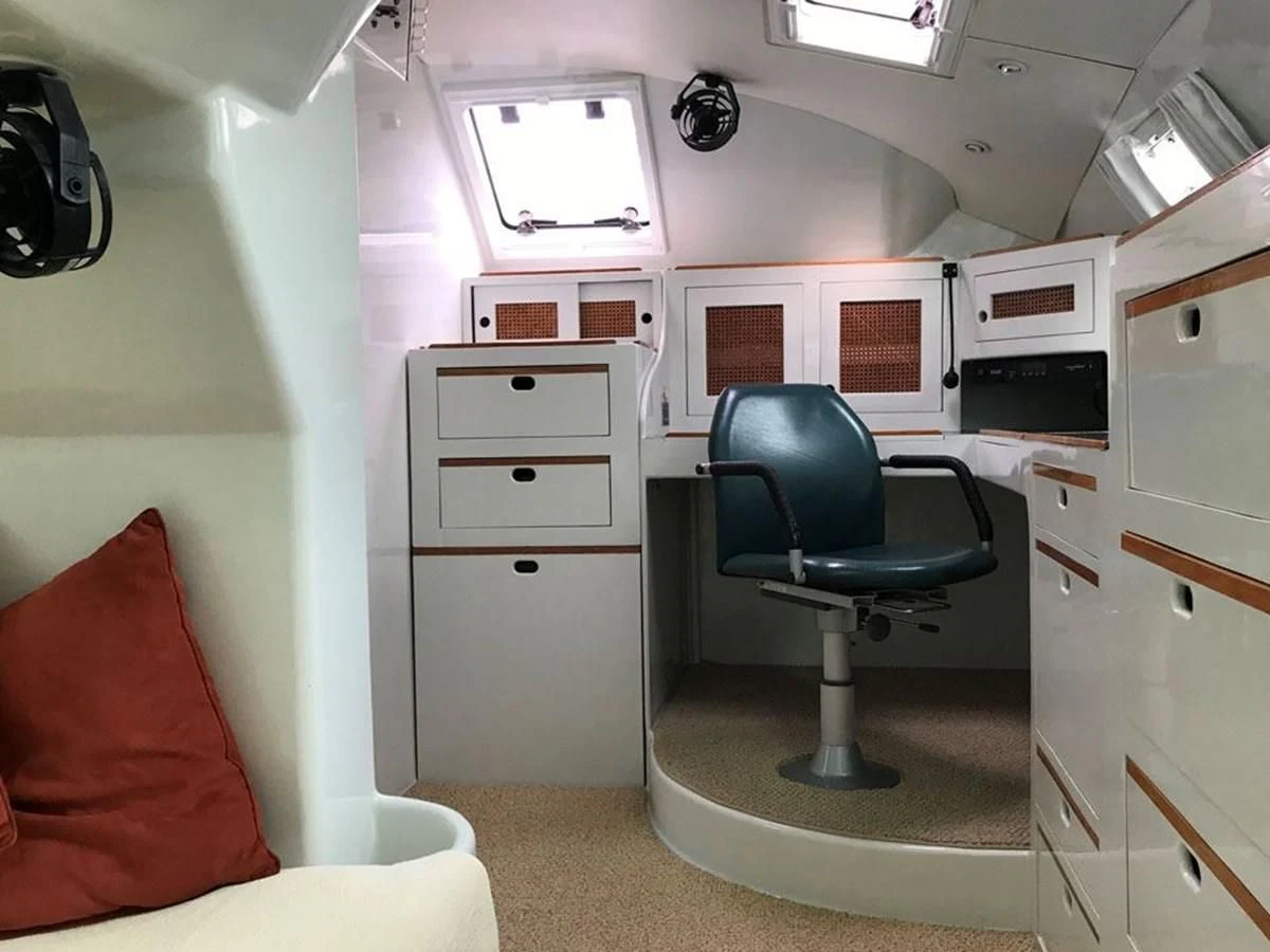 a room with a chair and a desk aboard ROUTE 66 Yacht for Sale