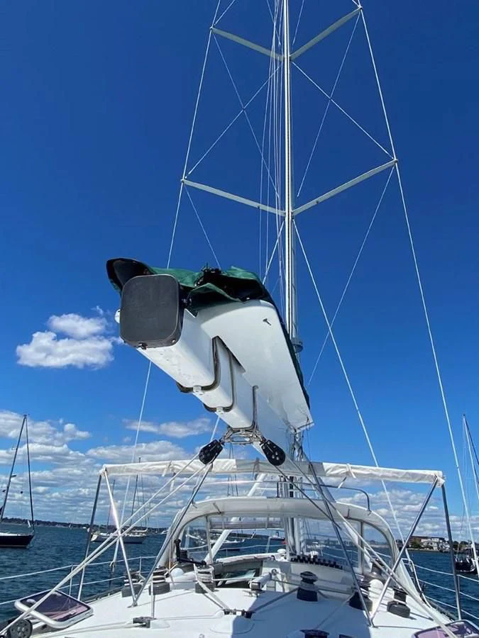 a white satellite in the air aboard ROUTE 66 Yacht for Sale