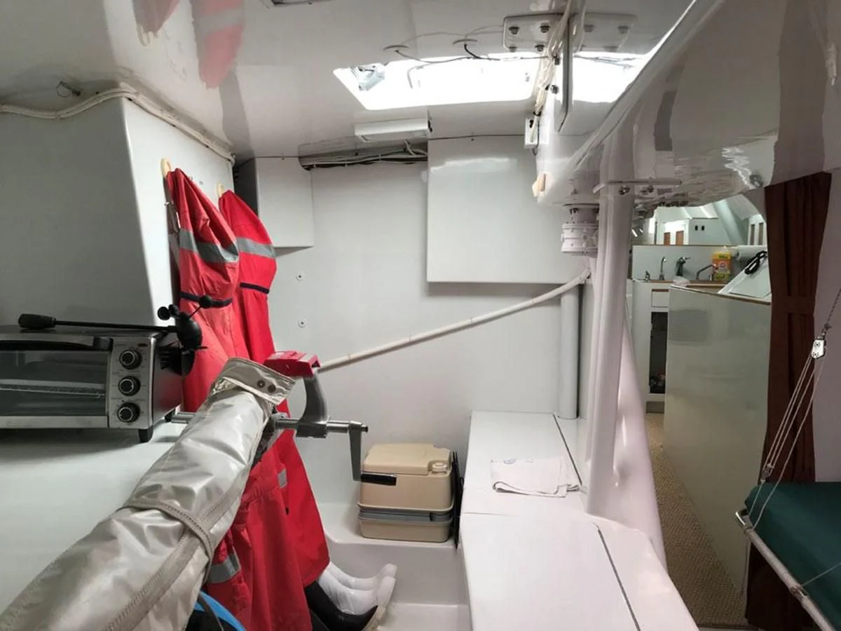 a room with a chair and a desk aboard ROUTE 66 Yacht for Sale