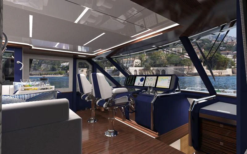 inside of a train aboard VOYAGER Yacht for Sale