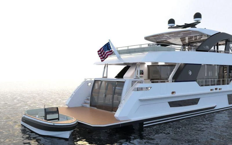 a couple of boats on a beach aboard VOYAGER Yacht for Sale