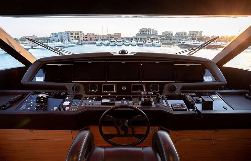 the inside of a car aboard MIRA 1 Yacht for Sale