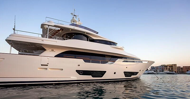 a white yacht on the water aboard MIRA 1 Yacht for Sale