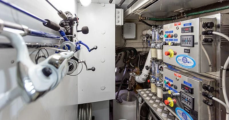 a machine with wires aboard MIRA 1 Yacht for Sale