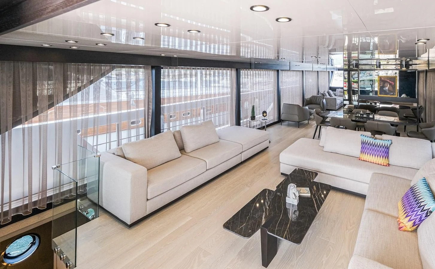 a living room with a couch and a tv aboard ONYX 87/01 Yacht for Sale