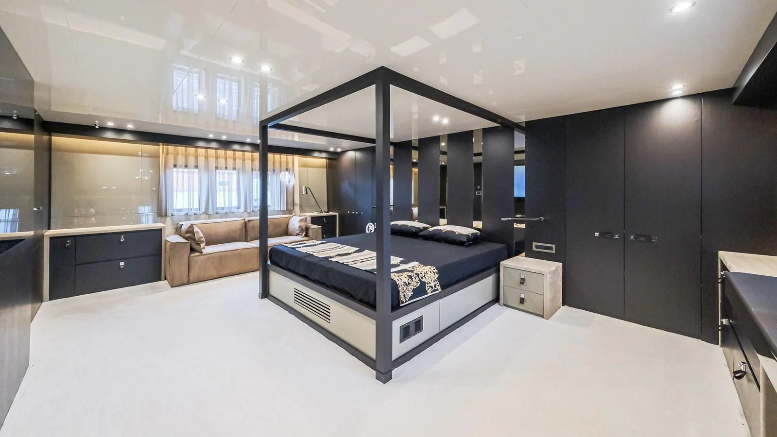 a large bedroom with a large bed aboard ONYX 87/01 Yacht for Sale
