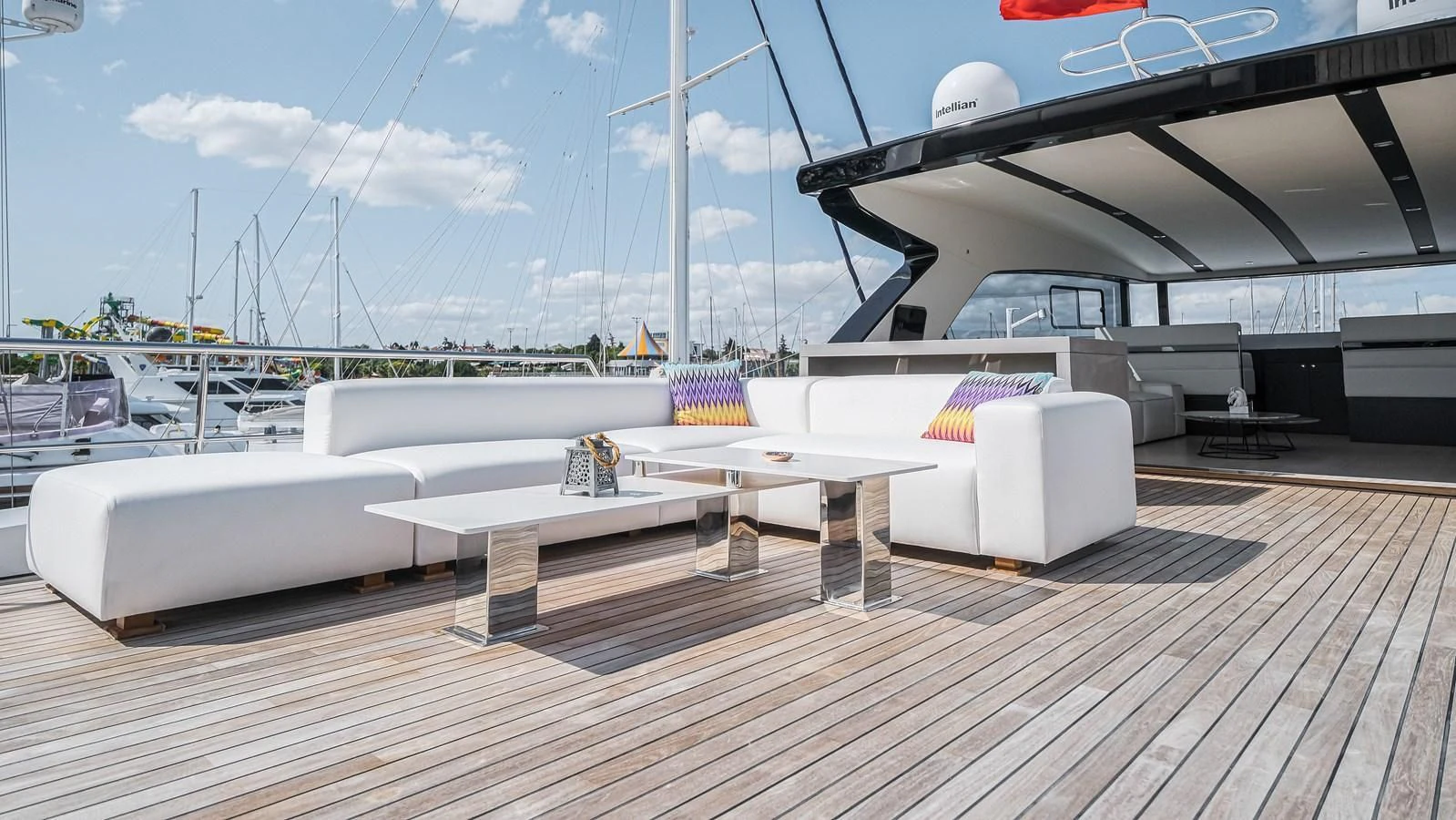 a room with a table and chairs aboard ONYX 87/01 Yacht for Sale