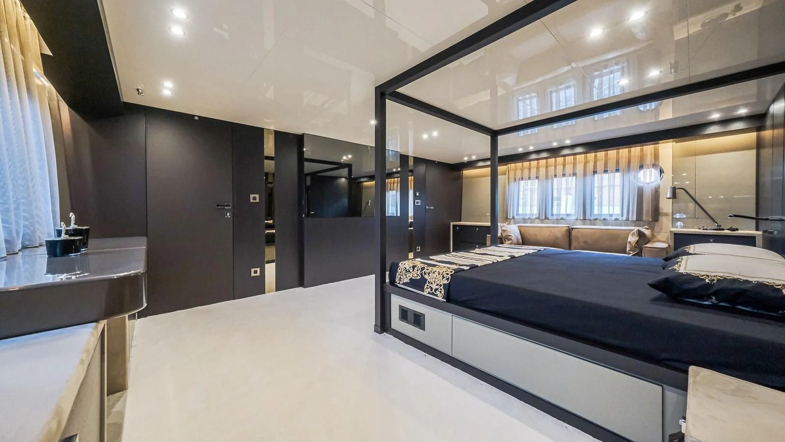 a room with a bed and a couch aboard ONYX 87/01 Yacht for Sale