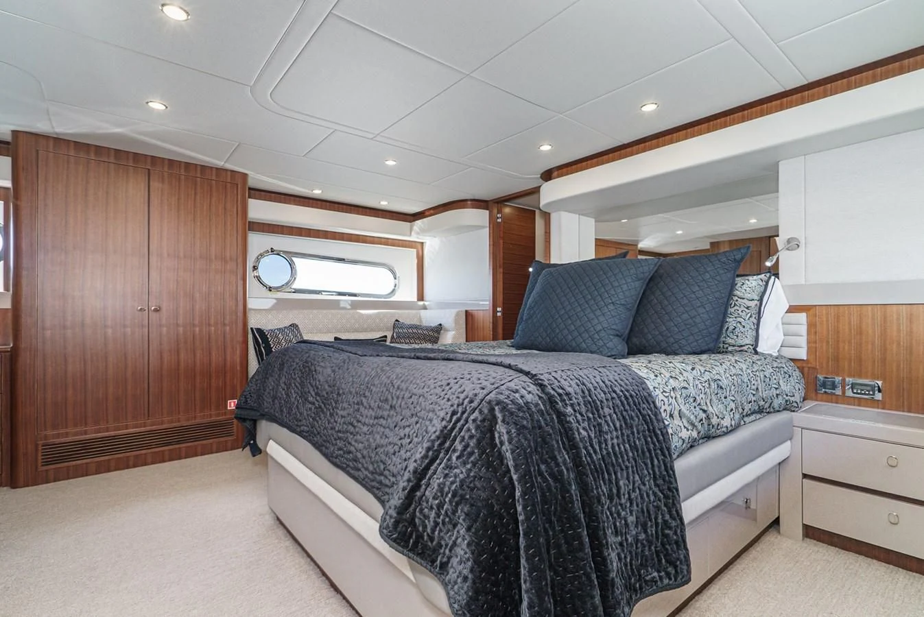a bed in a room aboard VALENCIA Yacht for Sale