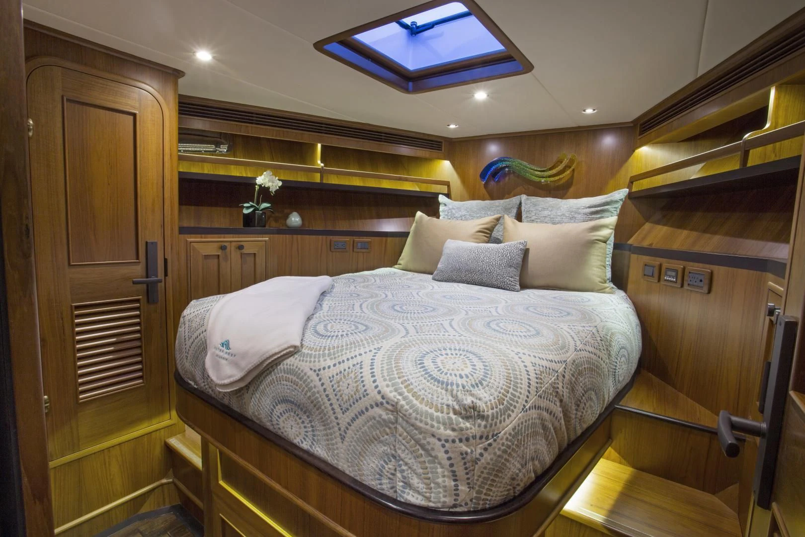 a bed in a room aboard ON LIBERTY Yacht for Sale